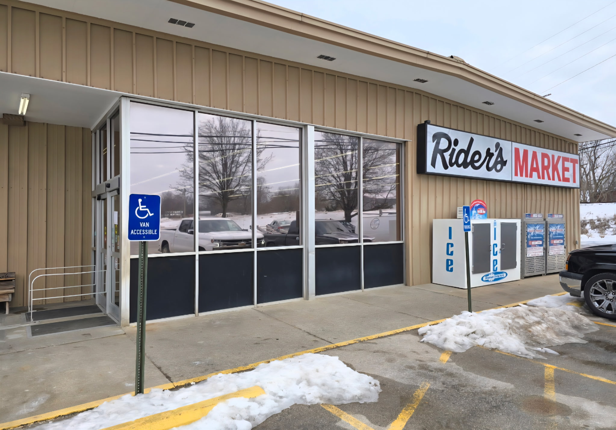 Riders Market building with window film