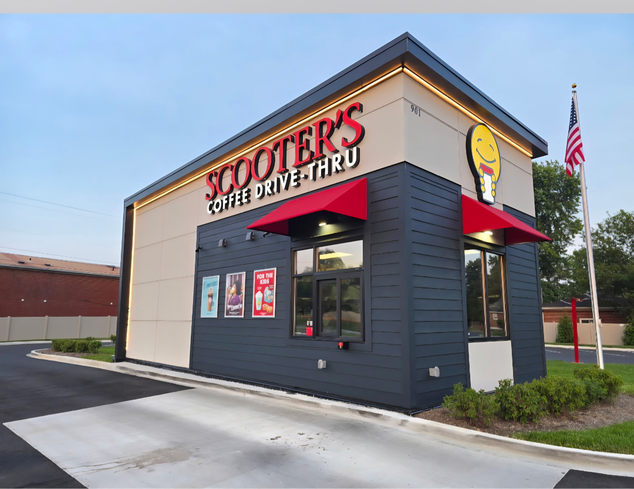 Scooters location with tinted glass